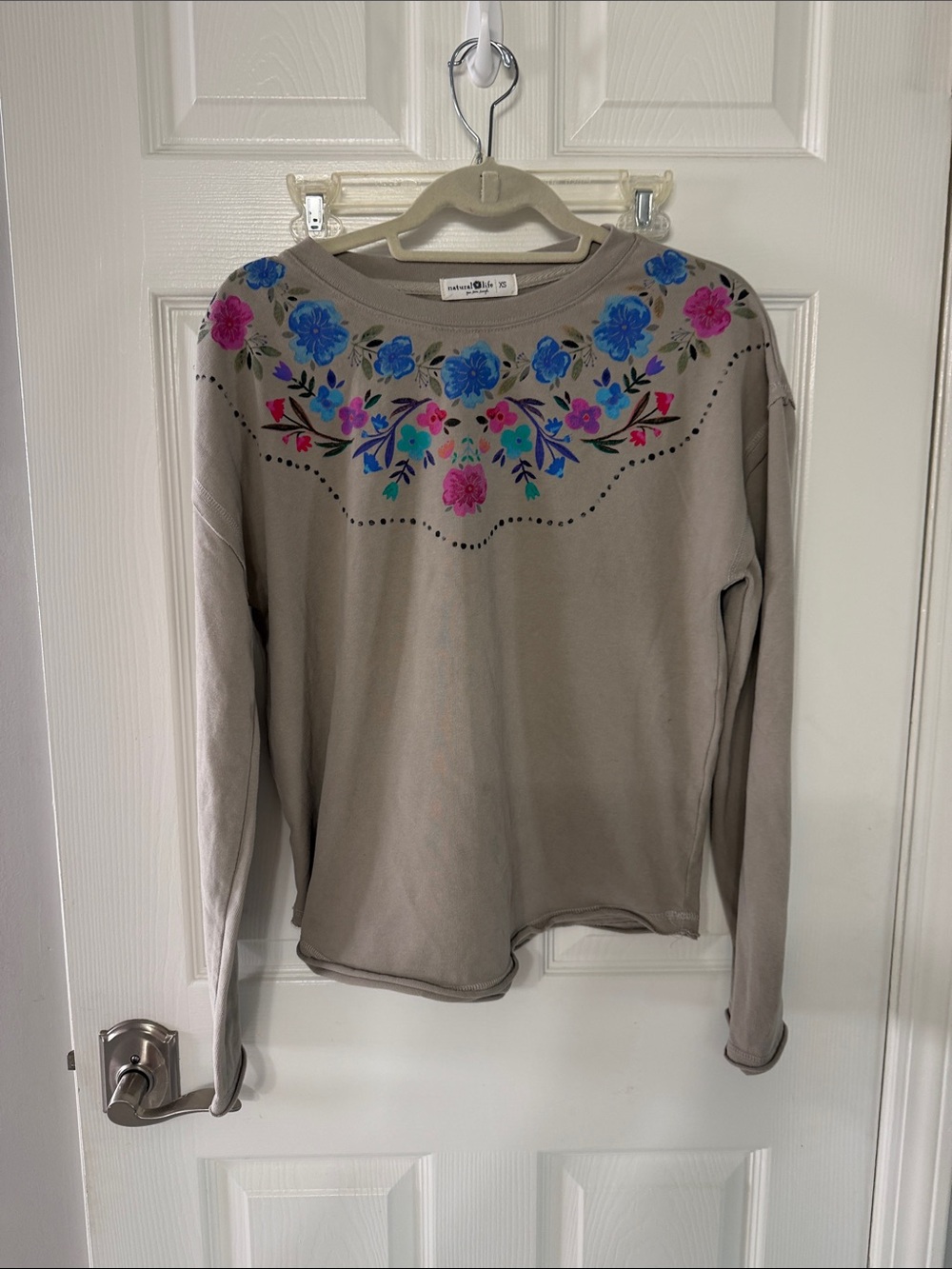 Natural Life Floral Pullover Long Sleeve Top Size XS boho - Picture 2 of 7